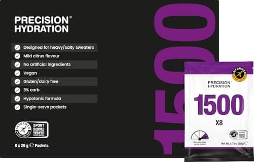 Precision Hydration Electrolyte Powder - No Artificial Ingredients,Multi Strength Hydration Packets - Individual Waterproof Servings - Gluten Free,(1 Box (8 Packets,1500mg/L- Purple)